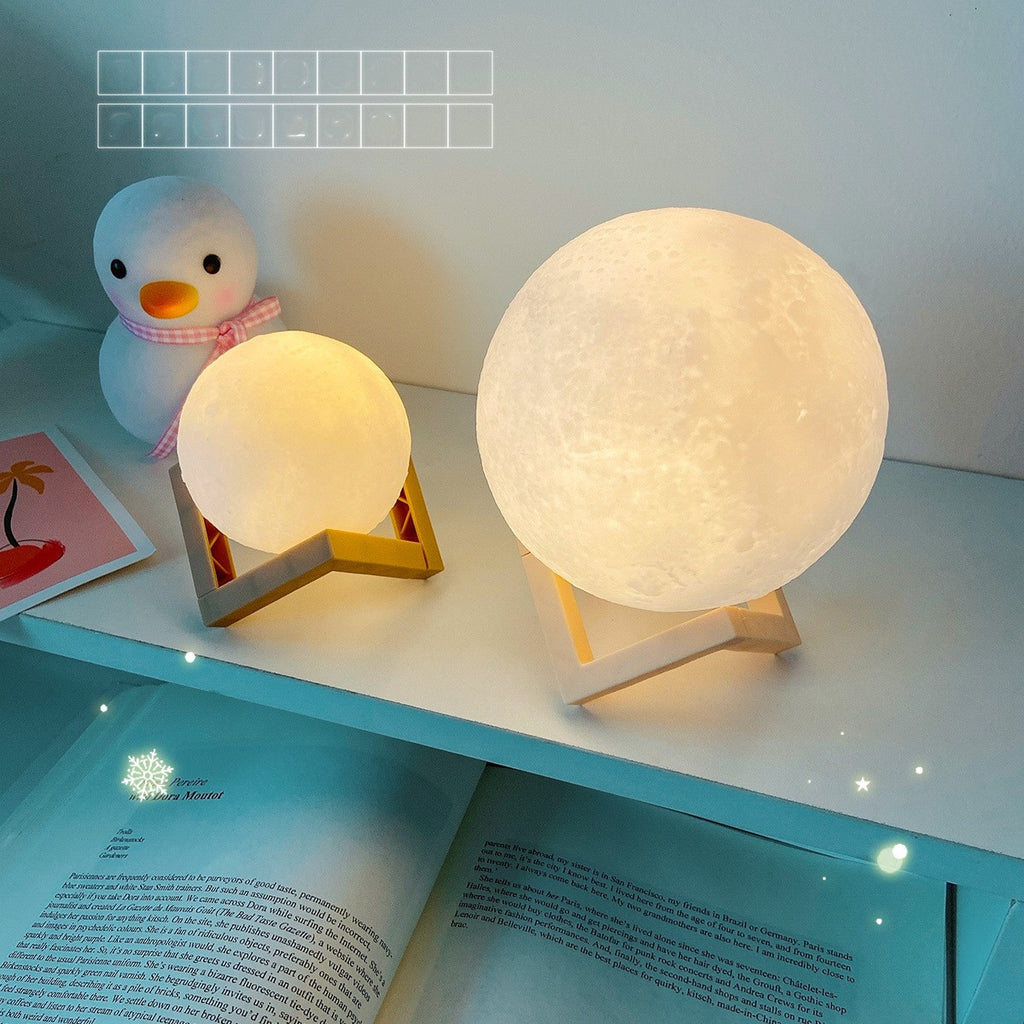 3D Print Rechargeable Moon Lamp LED Night Light Creative Touch Switch Moon Light for Bedroom Decoration Birthday Gift